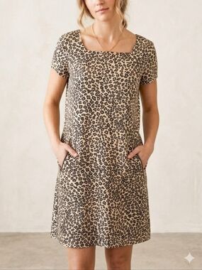Sz S TAIL Activewear Leopard Print Mini Dress with Pockets